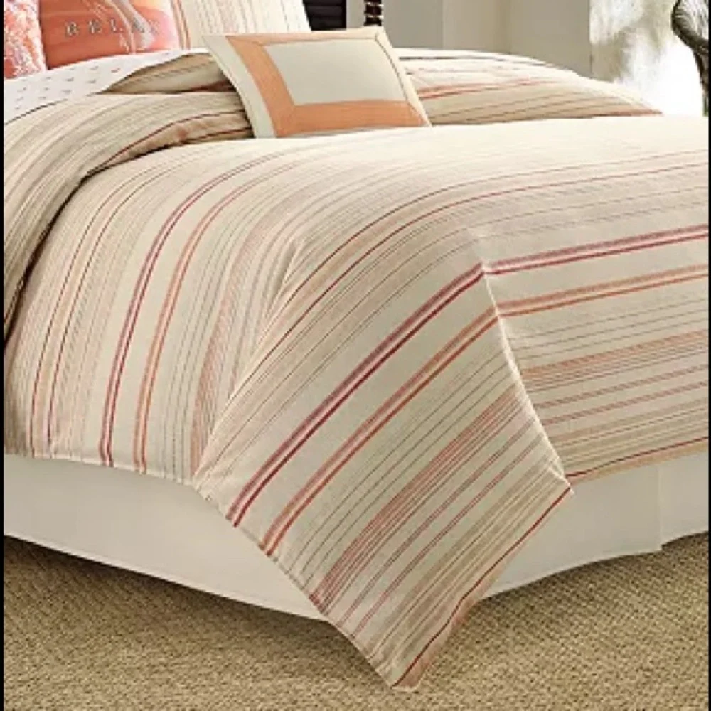 Tommy Bahama Home Duvet Cover La Scala Breezer Papaya 92” L x 107” W Cotton New